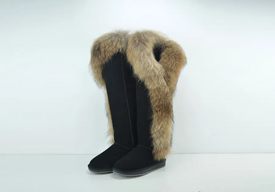 Fur Winter Boots –  knee High Boots W/Shearling Lining Boots Fur  Detail