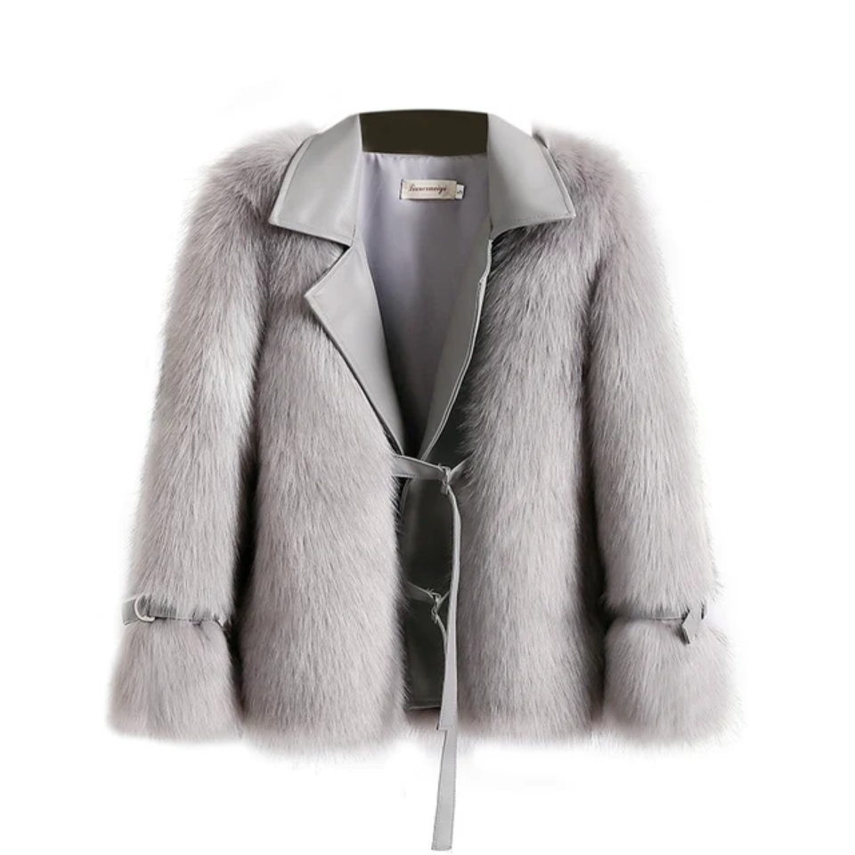 Detailed Faux Fluffy Fur Hip Jacket 2.
