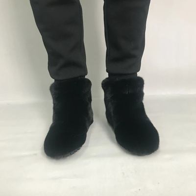 Mink Fur Winter Boots - Custom Sized Calf High Flat Winter Boots With Plush Lining