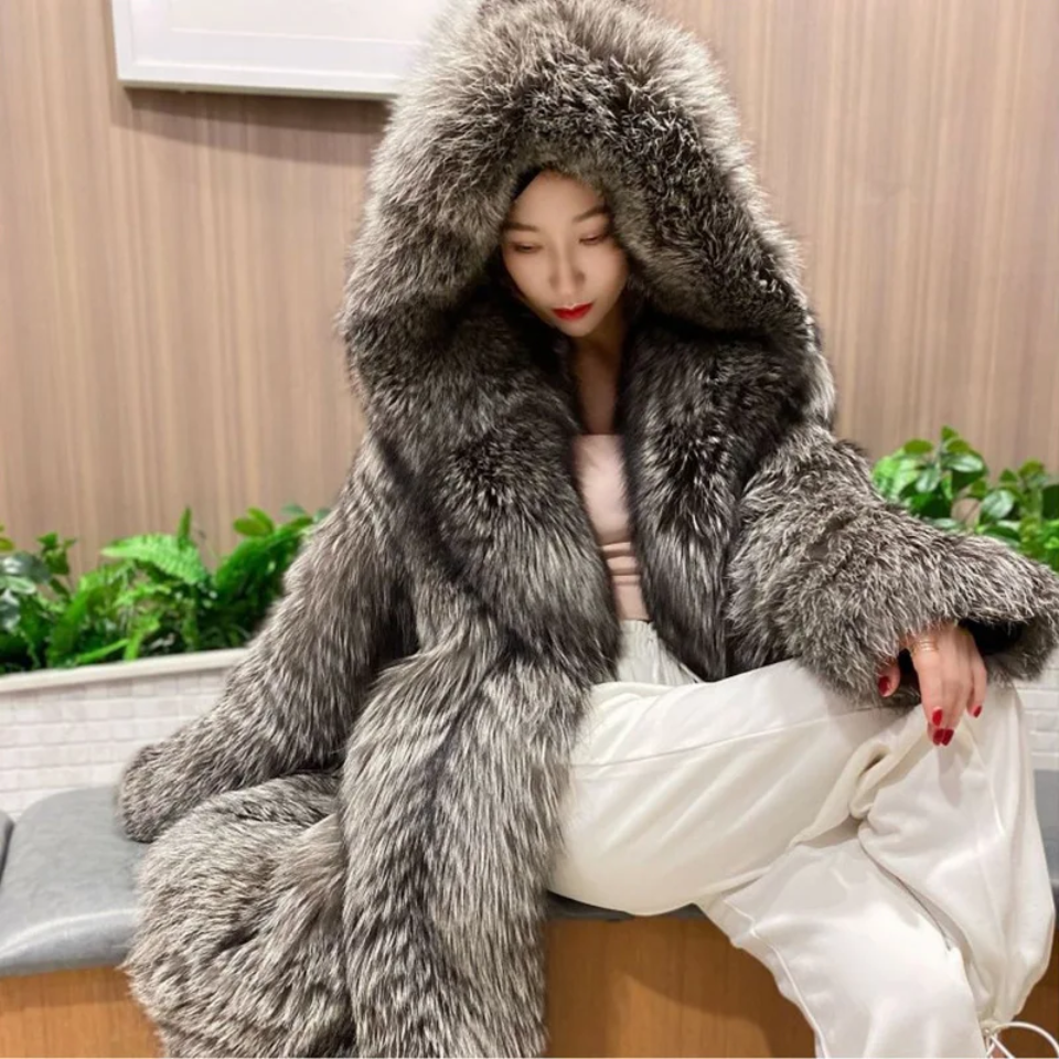 Luxury Hooded Faux Fur Jacket