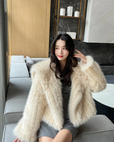 Cropped Faux Fur Mink Jacket