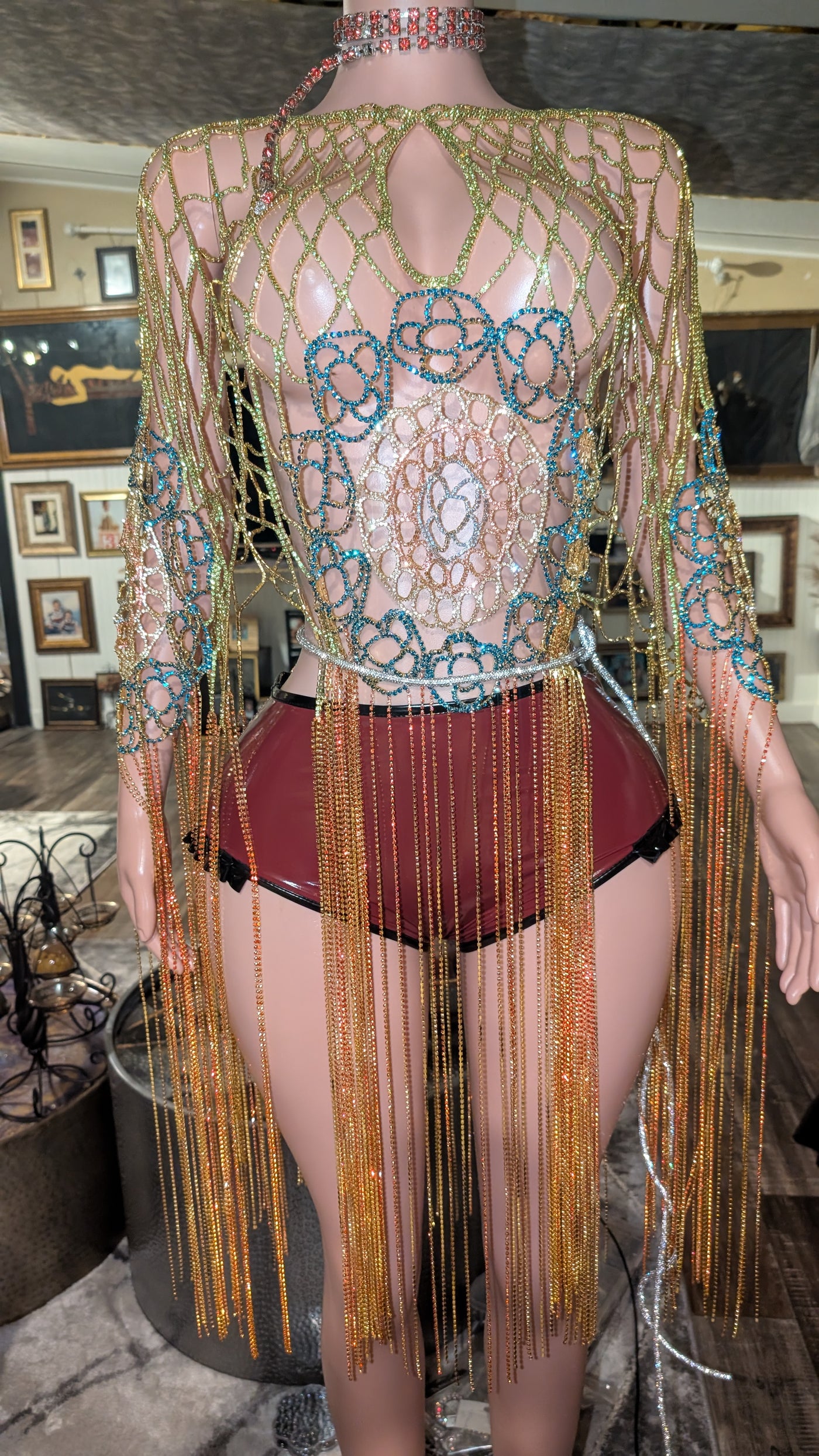 Crystal stones Tassels Dress