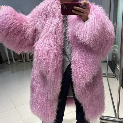 Over Sized Mongolian Sheep Lamb fur Fur Coat- Prima Dons and Donnas