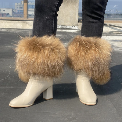 Natural Fur Leg Warmers - Cozy Winter Boot Covers | Luxury Plush Accessories