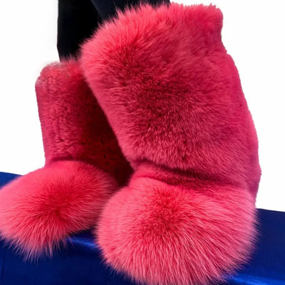 Fox Fur Boots – Winter Flat Boots