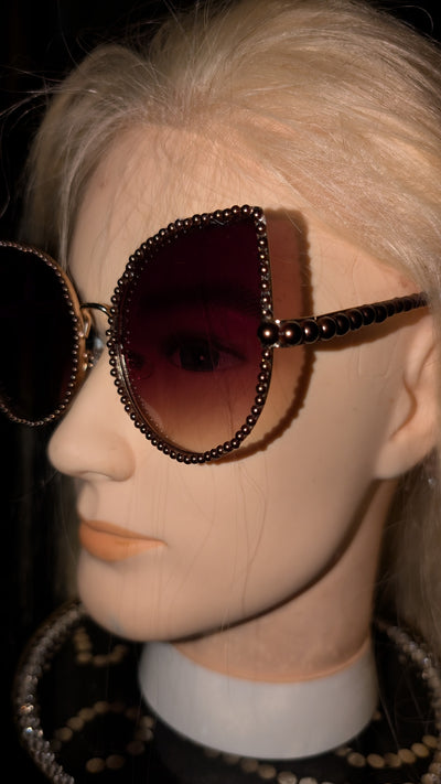 Pearl Custom Frame Rhinestone Sun Glasses