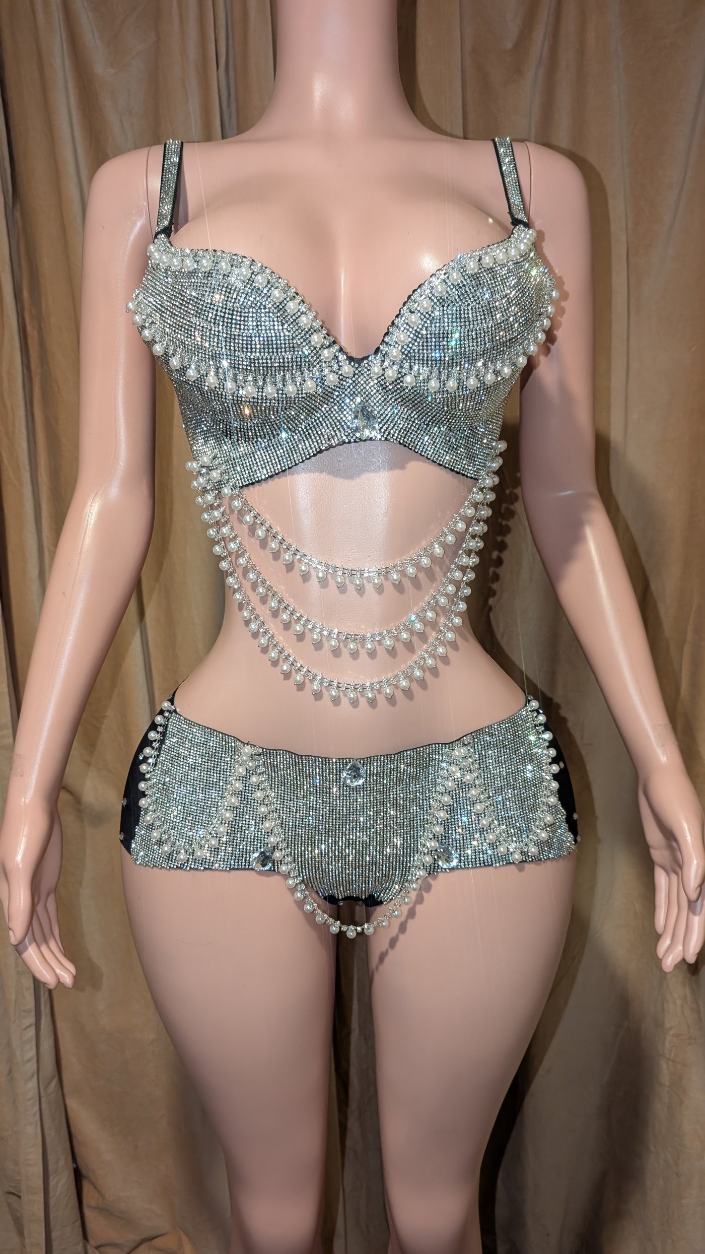 Custom Rhinestone Bra Set 1- Prima Dons and Donnas