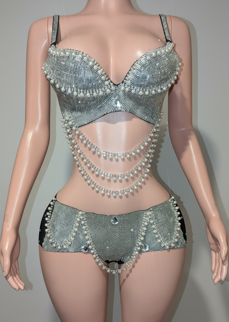 Custom Rhinestone Bra Set 1- Prima Dons and Donnas