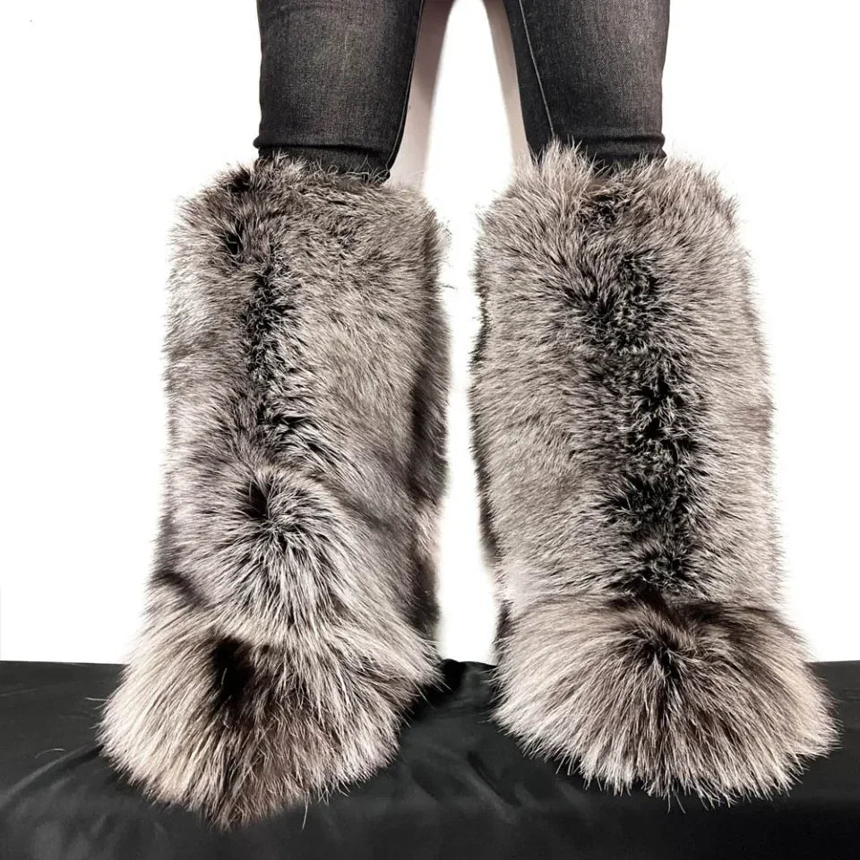 Fox Fur Boots – Winter Flat Boots