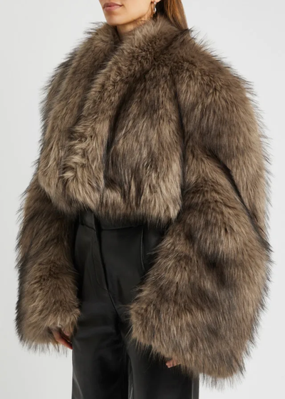 Cropped Faux Big Sleeve Fur Jacket- Prima Dons and Donnas