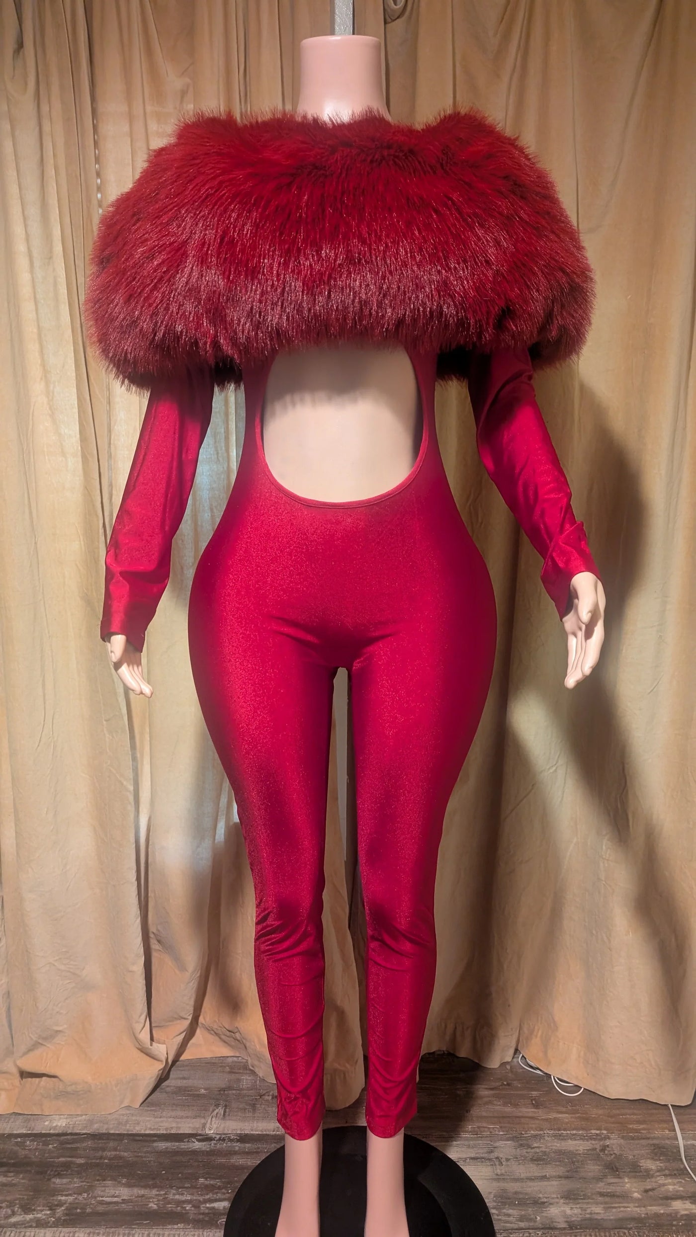 Off Shoulder Fur Jumpsuit- Prima Dons and Donnas