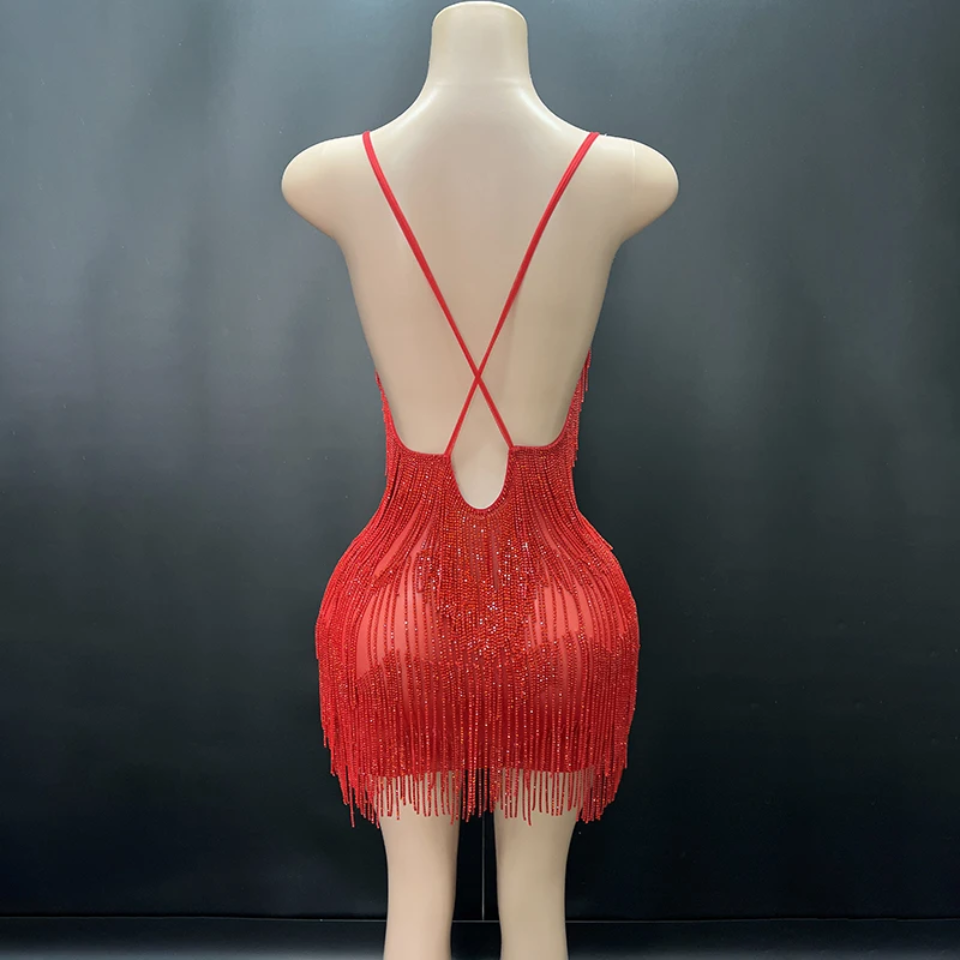 Rhinestone Fringes Chains Dress (Ready to Ship)