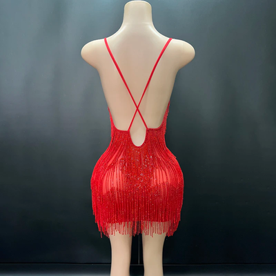 Rhinestone Fringes Chains Dress (Ready to Ship)