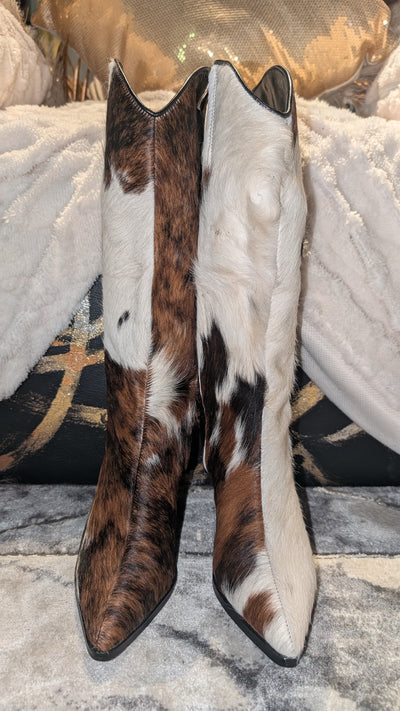 Cowboy Cow Hide Fur Boots