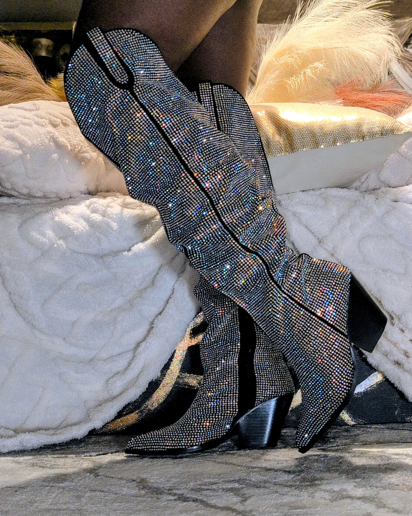 Cowboy Rhinestone Calf Boots- Prima Dons and Donnas