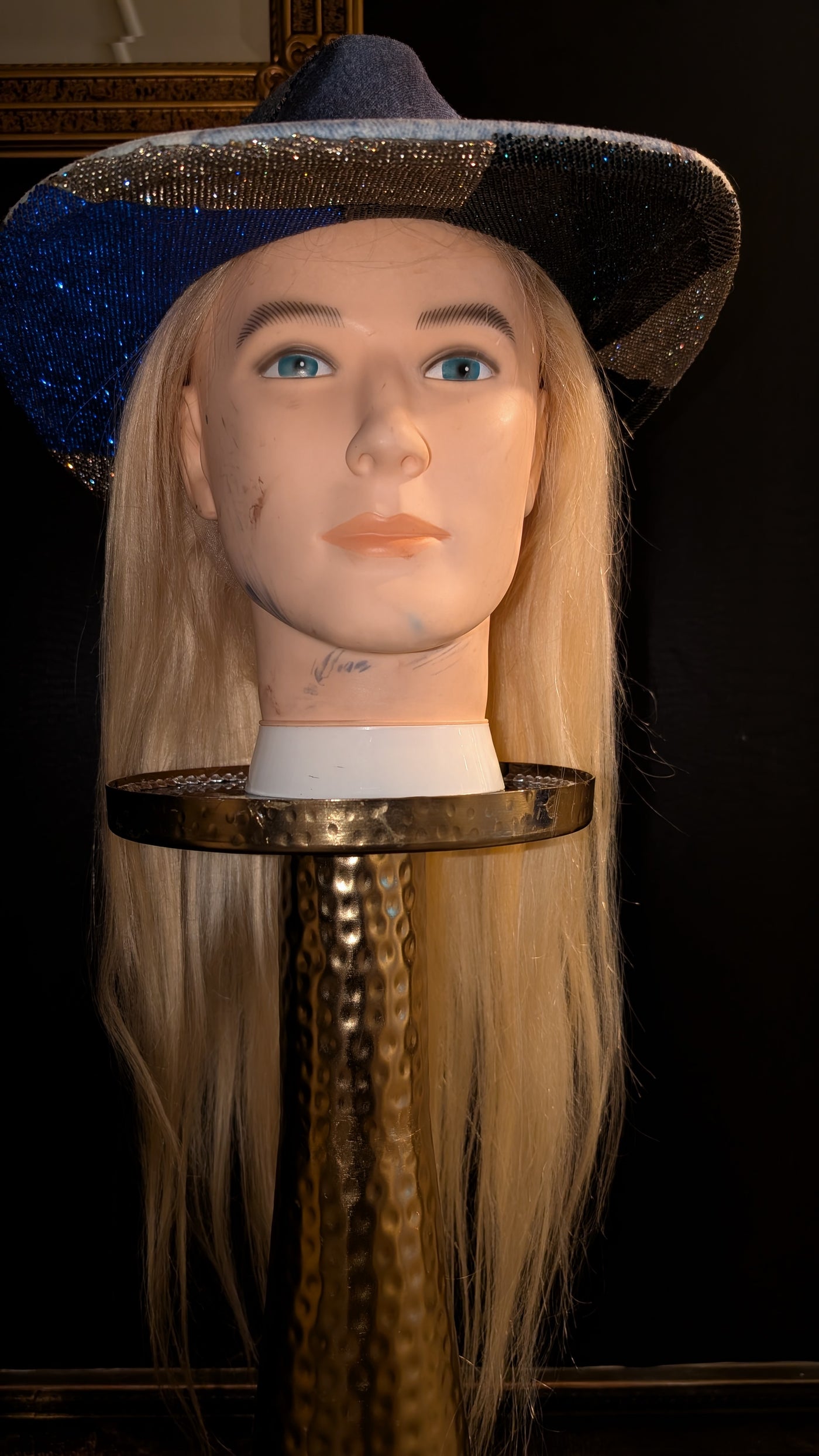 Custom Denim Print Rhinestone Western Cowboy Hat 3(Ready to Ship)