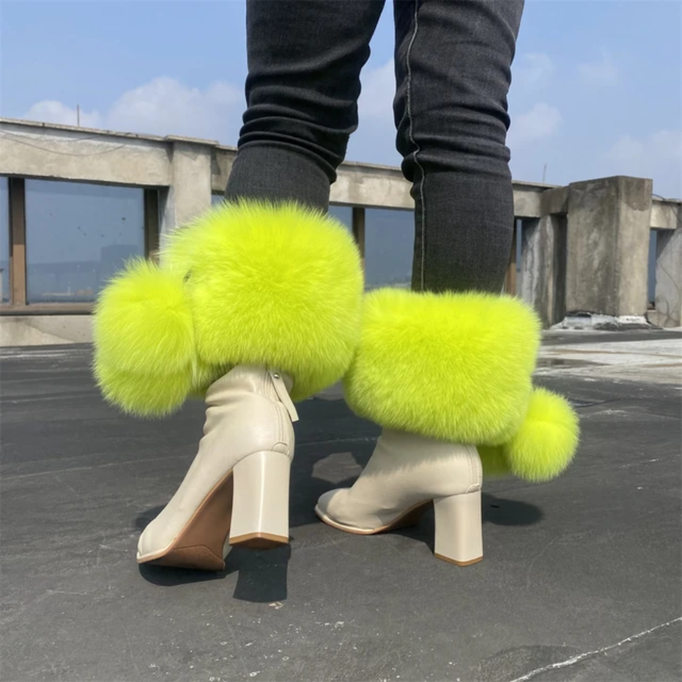 Natural Fur Leg Warmers - Cozy Winter Boot Covers | Luxury Plush Accessories
