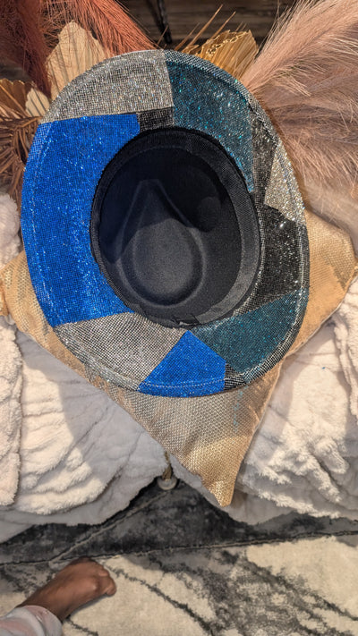 Custom Denim Print Rhinestone Western Cowboy Hat 3(Ready to Ship)