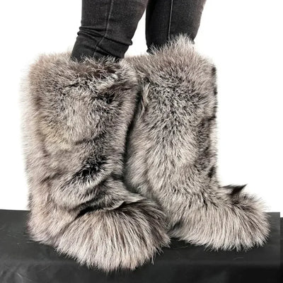 Fox Fur Boots – Winter Flat Boots