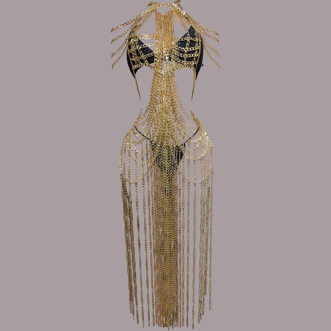 gold link dress OH HOT DAMN RHINESTONE MINI DRESS – AKIRA main image 1