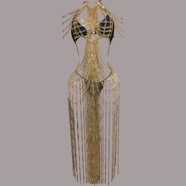 chain formal dress self-portrait - Cream Taffeta Chain Belt Maxi Dress main image 0