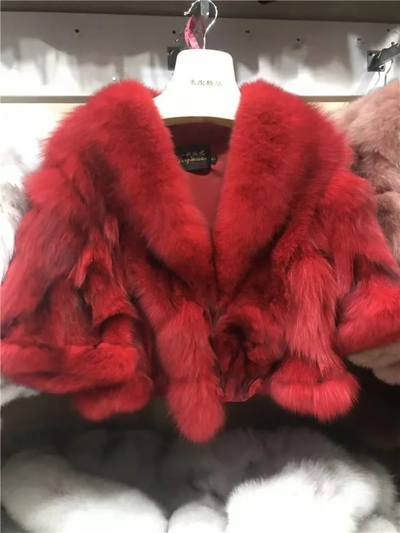 Crop Fox Fur Poncho Shawl- By Prima DND
