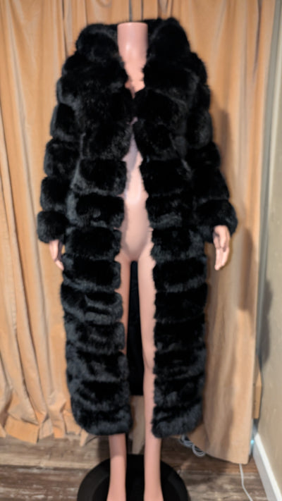 Mink Look Long Fluffy Faux Fur Jacket