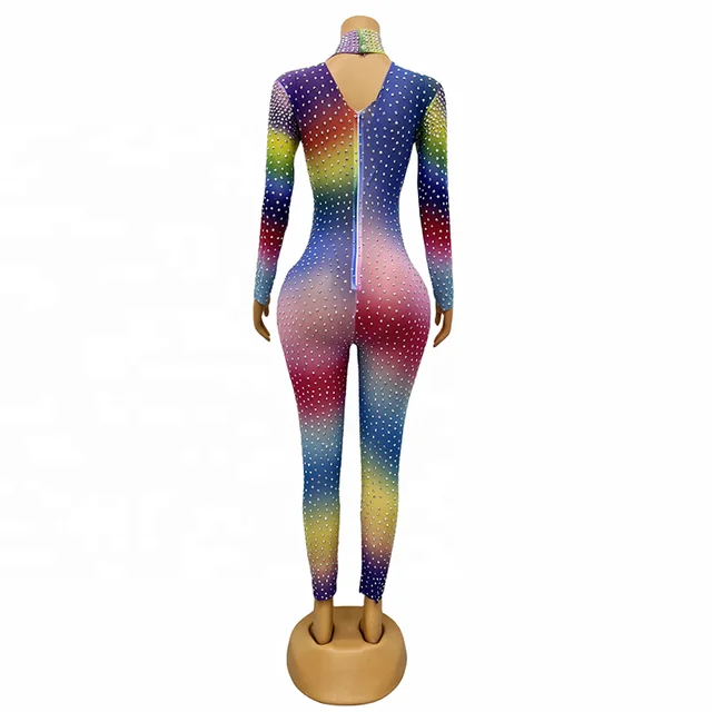 Multi Color Rhinestone Crystal Jumpsuit