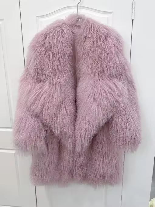 Mongolian Fur Coat – Oversized Plush Lamb Fur Luxury Outerwear