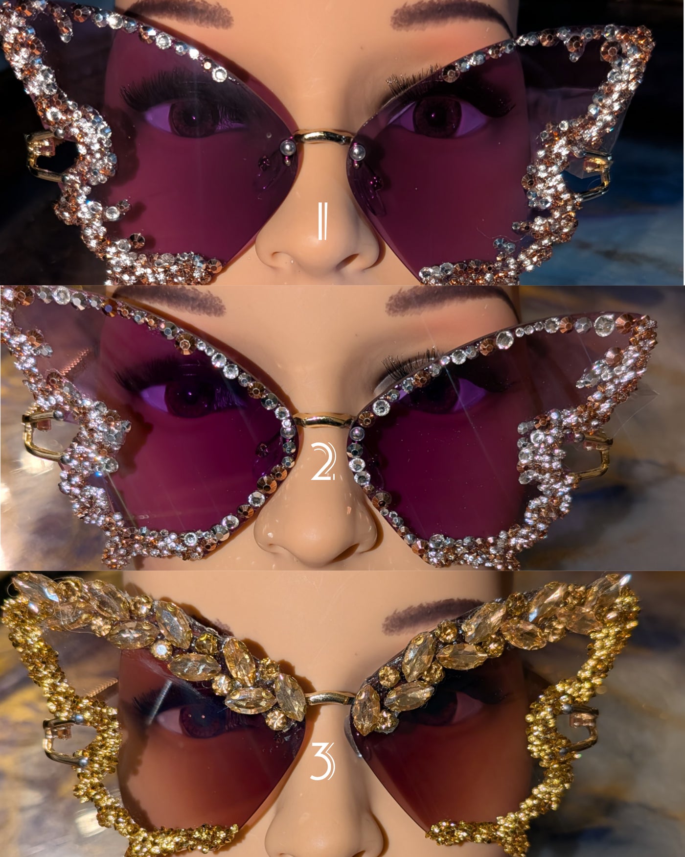 Crystal Frame Rhinestone Sun Glasses 3- Prima Dons and Donnas