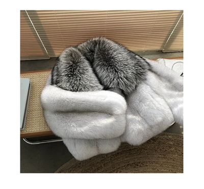 Luxury Cropped Faux Big Collar Fur Jacket