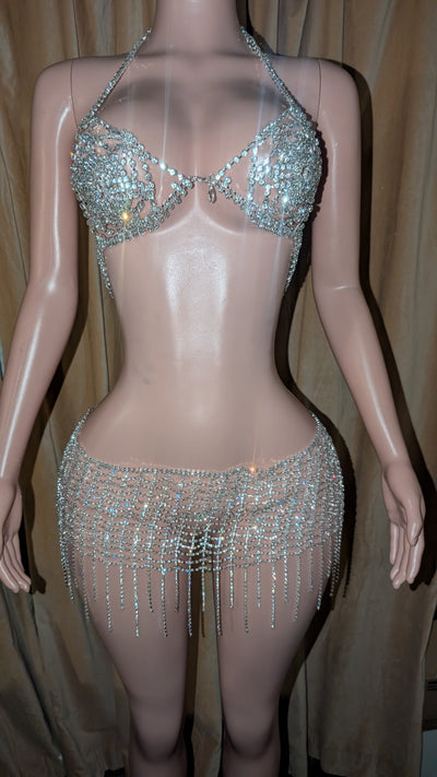 Rhinestone Circle Bra Skirt Set (Ready to Ship)- Prima Dons and Donnas
