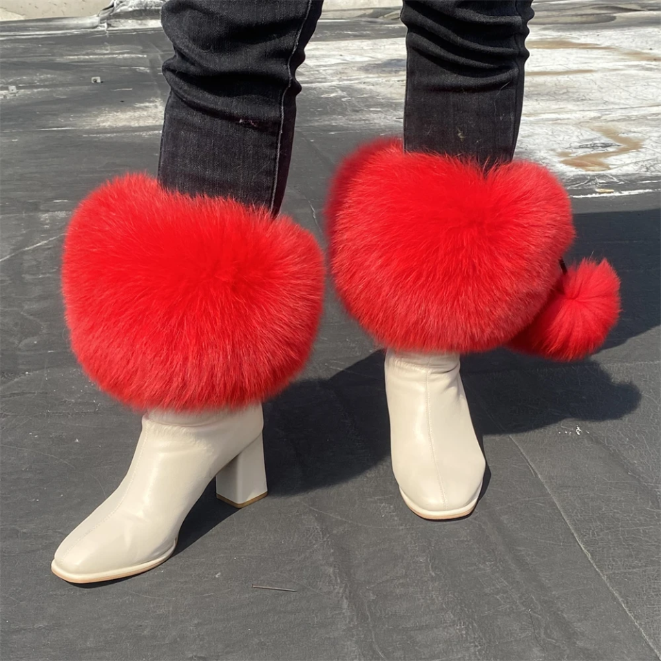 Natural Fur Leg Warmers - Cozy Winter Boot Covers | Luxury Plush Accessories