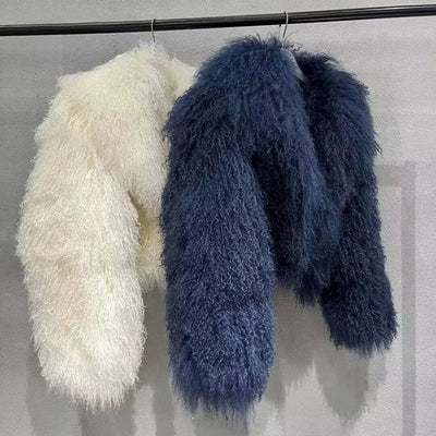 Crop or Full-Length Mongolian Sheep Lamb fur Fur Coat