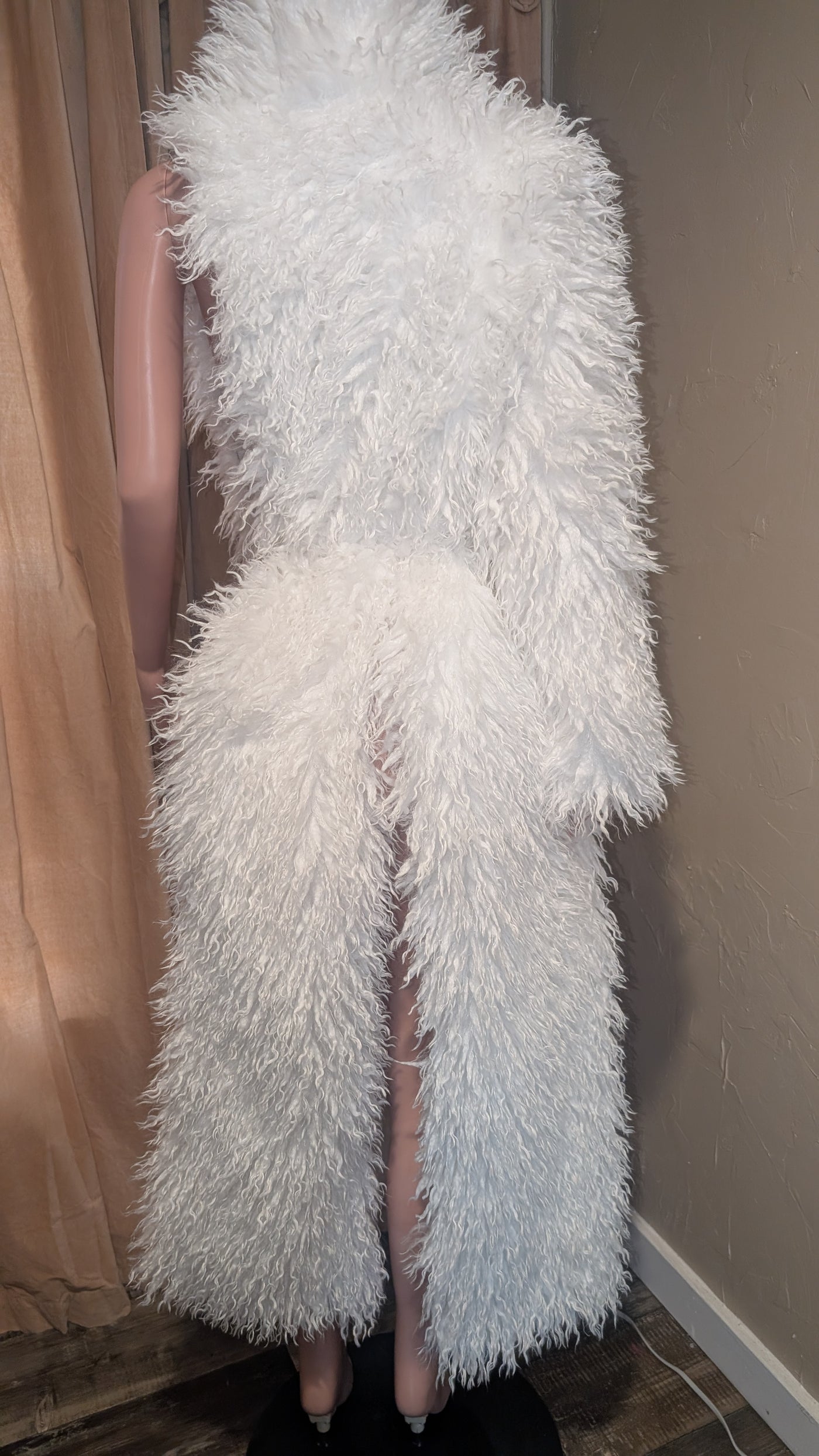 Multi Wear Full Length Side Zipper Mongolian Faux Fur Coat (Ready to Ship)