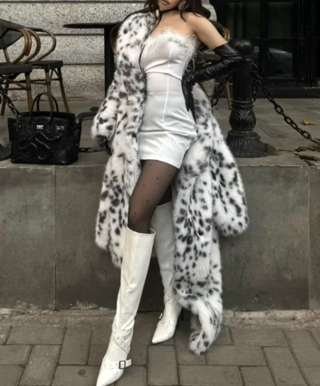 Dalmatian Faux Long Fur Jacket