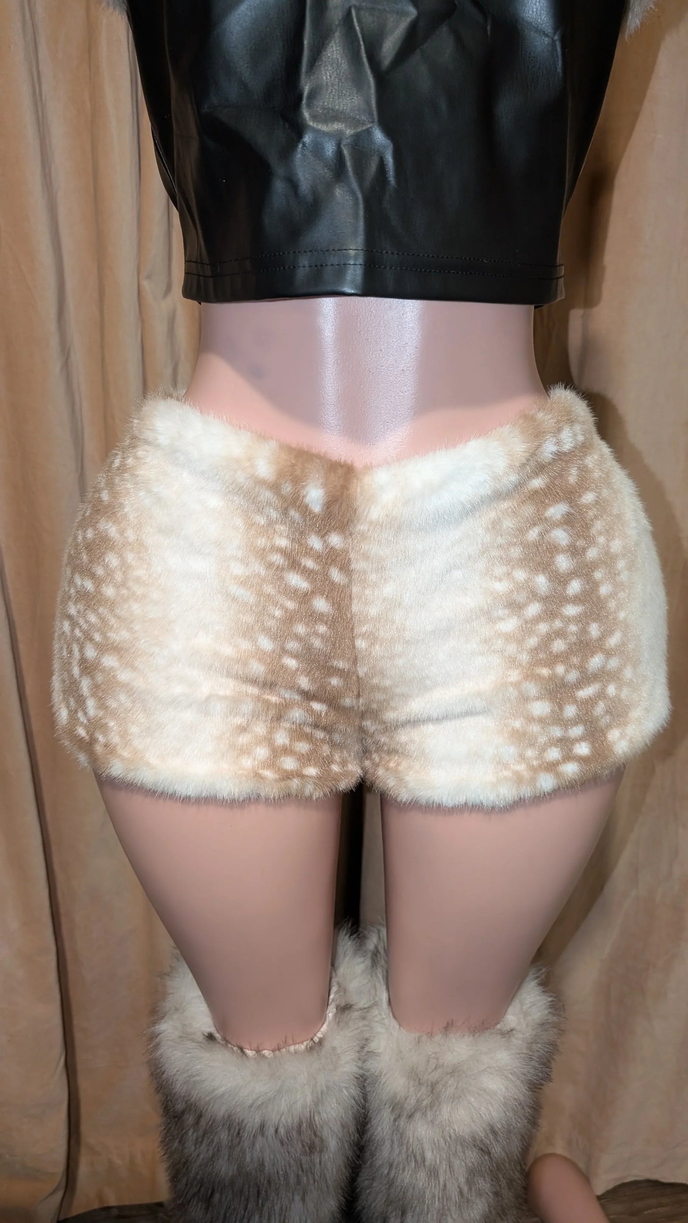 Deer Print Faux Fur Winter Mini Skorts- By Prima DND