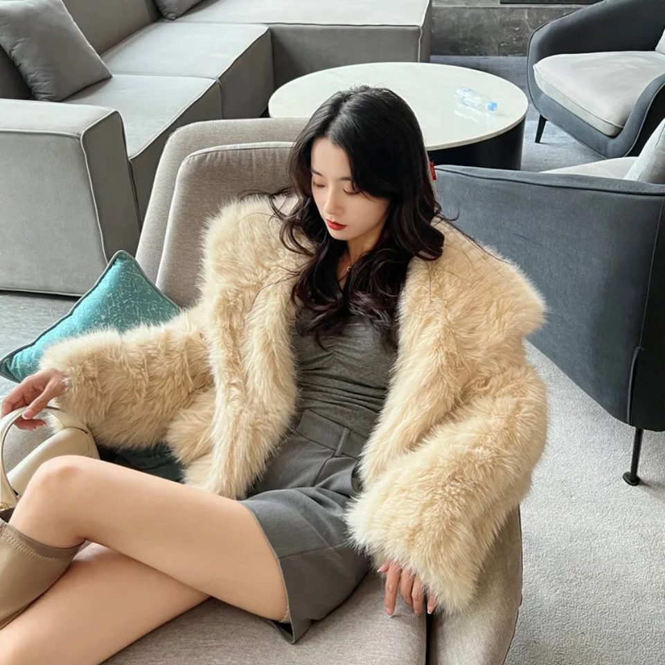 Cropped Faux Fur Mink Jacket