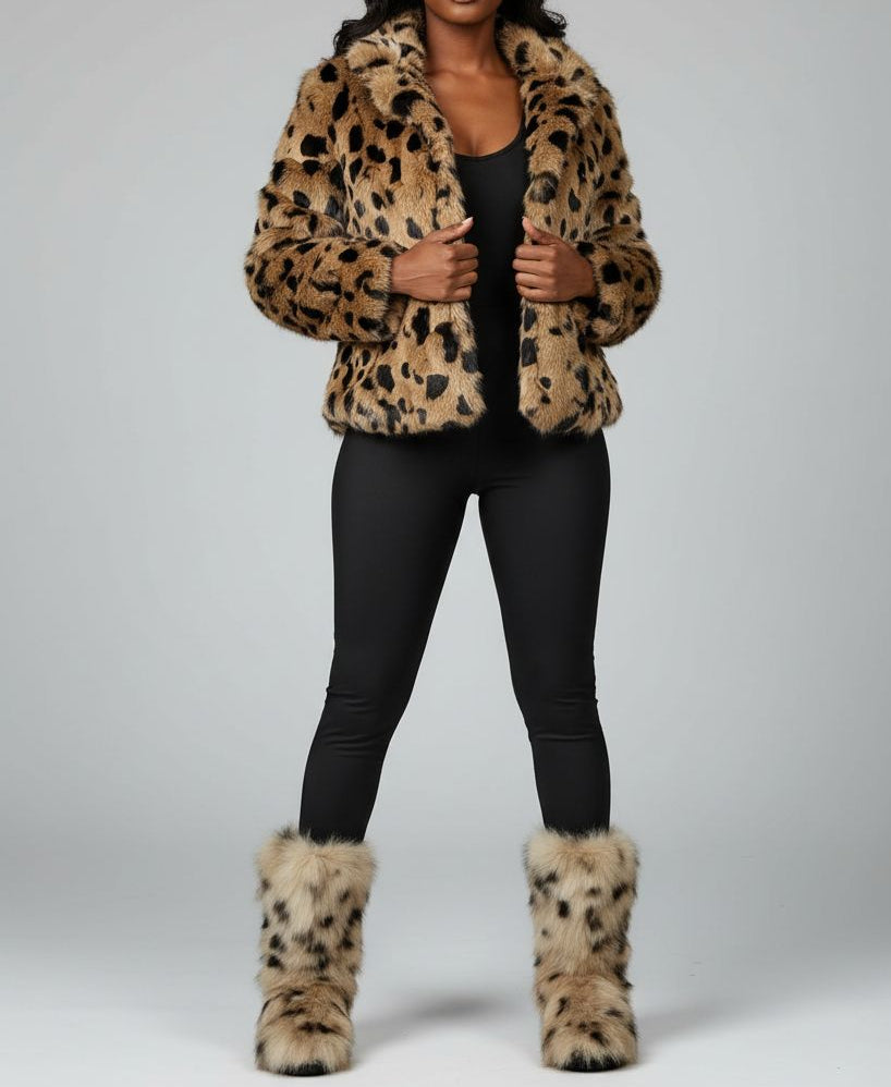 Fox Fur Winter Boots - Custom Sized Two Tone Flat Calf Fur Boots