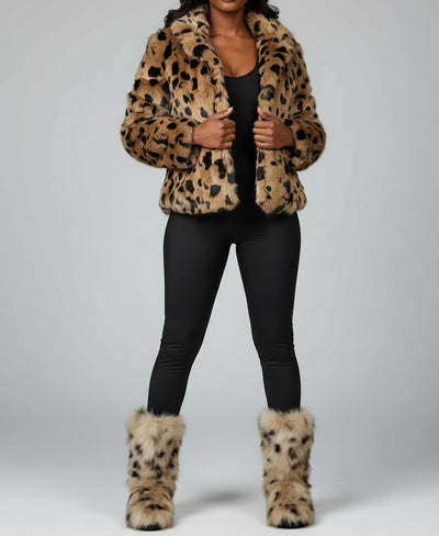 Fox Fur Winter Boots - Custom Sized Two Tone Flat Calf Fur Boots