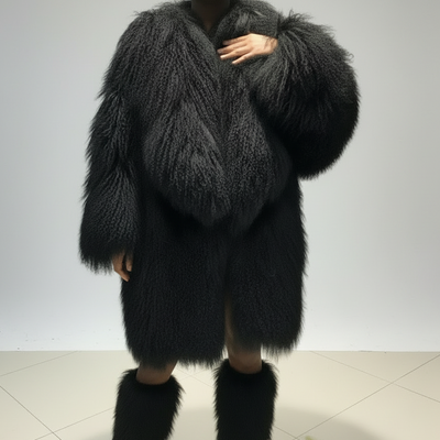 Over Sized Mongolian Sheep Lamb Fur Coat- By Prima DND