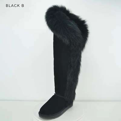 Fur Winter Boots –  knee High Boots W/Shearling Lining Boots Fur  Detail