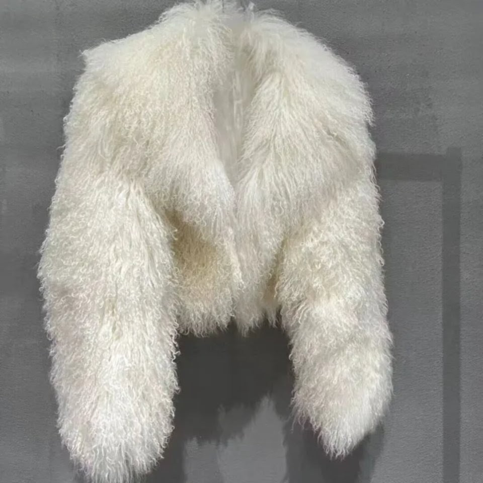 Crop or Full-Length Mongolian Sheep Lamb fur Fur Coat