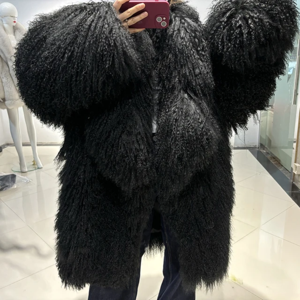 Over Sized Mongolian Sheep Lamb fur Fur Coat- Prima Dons and Donnas