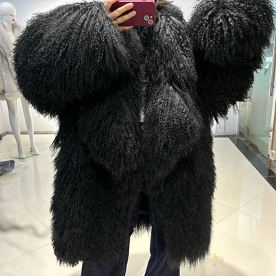 Over Sized Mongolian Sheep Lamb fur Fur Coat- Prima Dons and Donnas