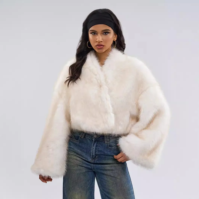 Cropped Faux Big Sleeve Fur Jacket- Prima Dons and Donnas