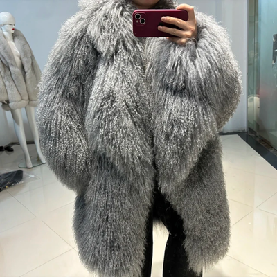 Over Sized Mongolian Sheep Lamb fur Fur Coat- Prima Dons and Donnas
