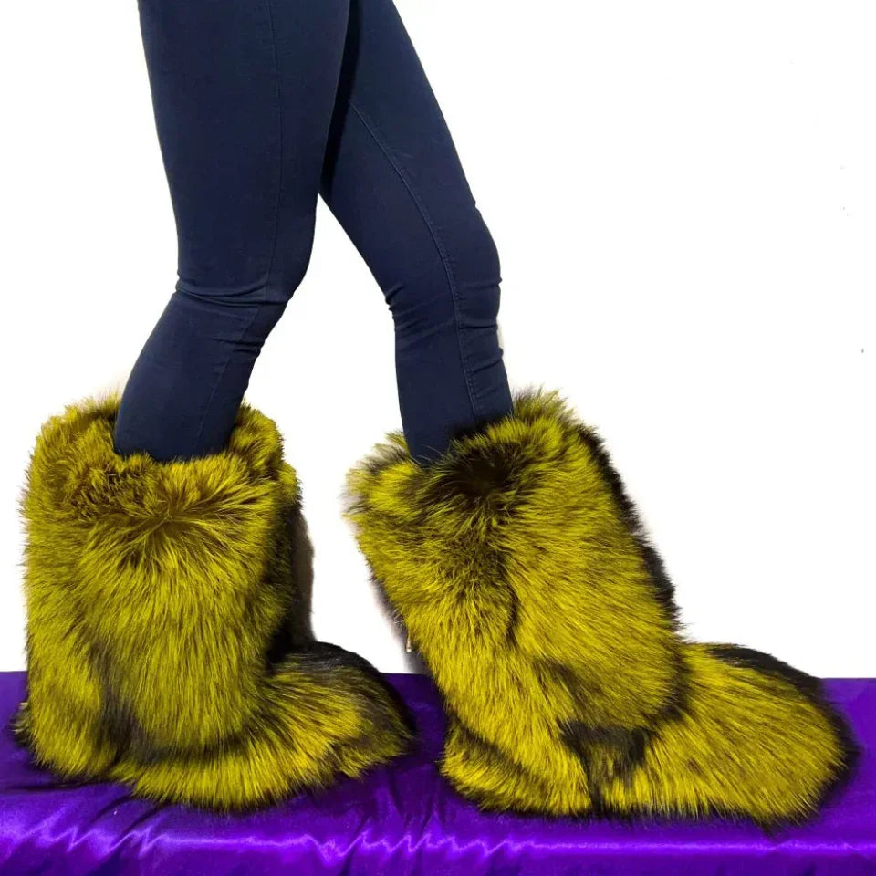 Fox Fur Boots – Winter Flat Boots