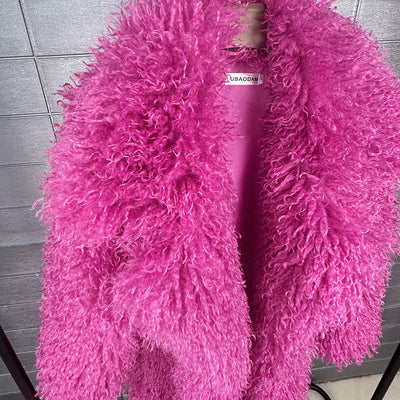 Crop or Full Length Mongolian  Sheep Lamb Faux Fur Coat (Ready to Ship)- By Prima DND