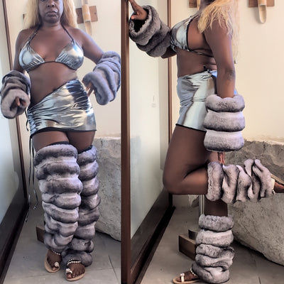 Chinchilla  Faux Fur Leg Warmers Boot Covers(Ready to Ship)